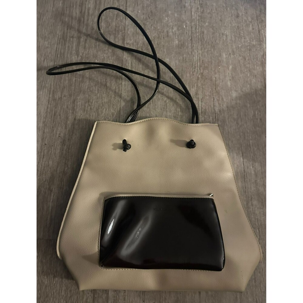 Tolblanc Paris Women Cream Ivory Genuine Leather Satchel Purse Zip Around Tote